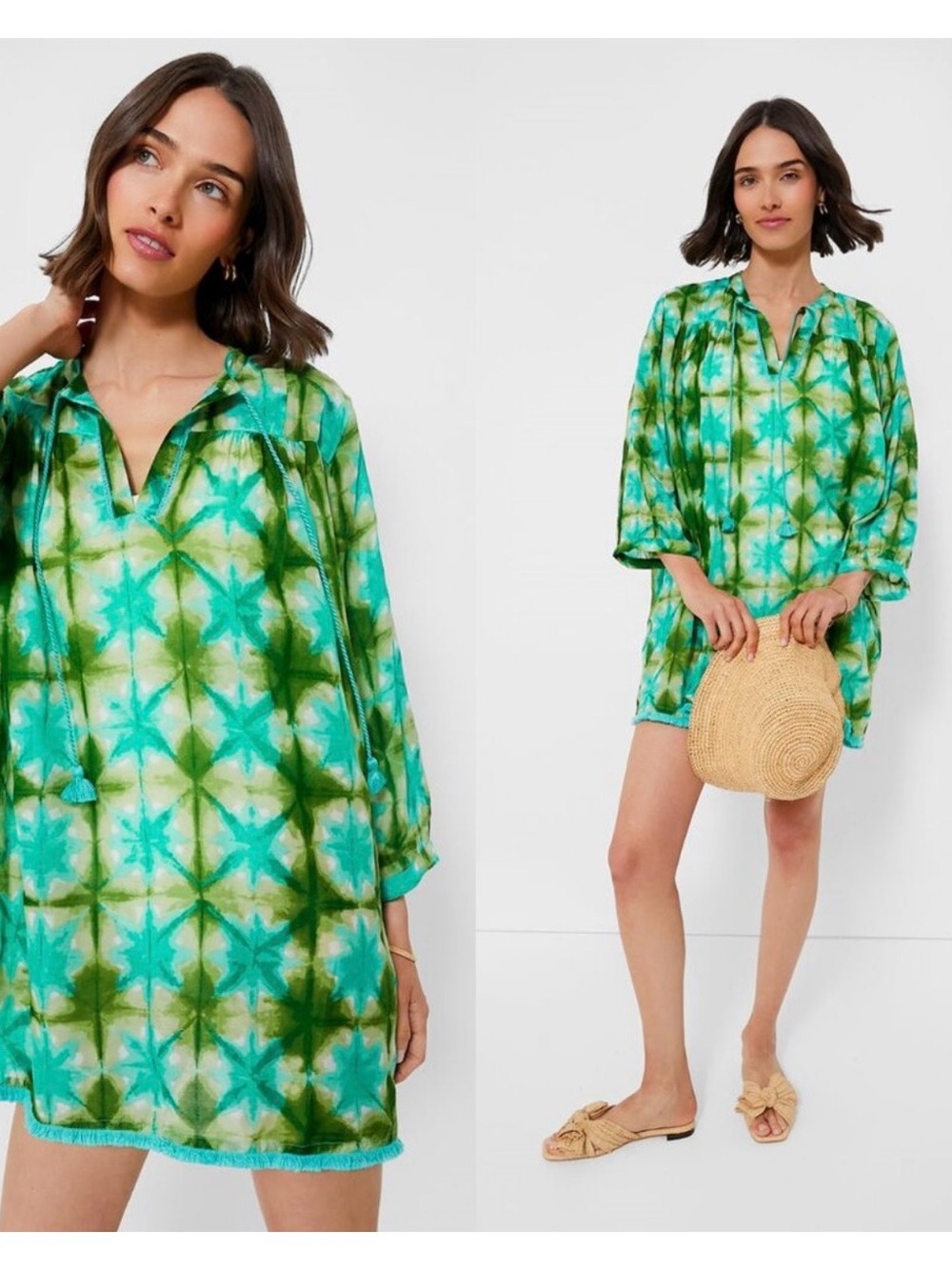 Tuckernuck Seafoam Medallion Bondi Coverup Caftan Size Medium Blue Green